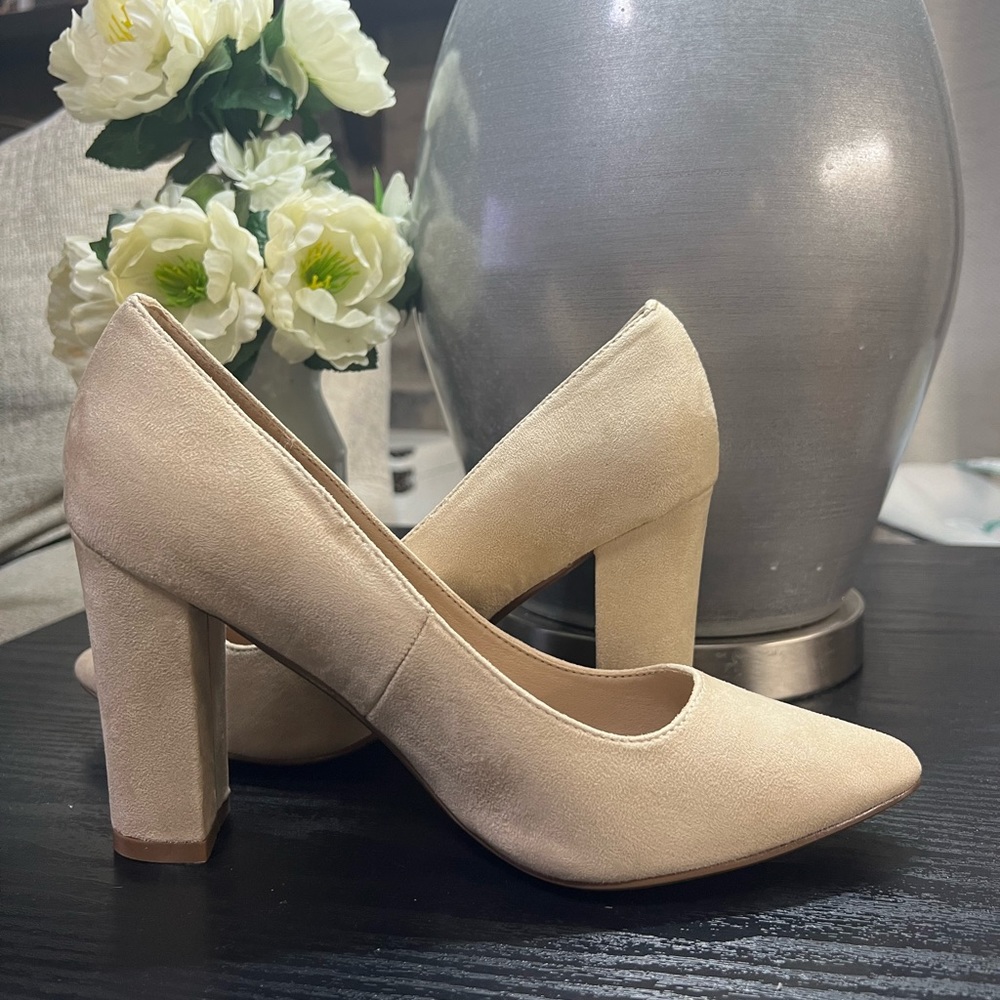 Nude Pointy Closed toe Heels